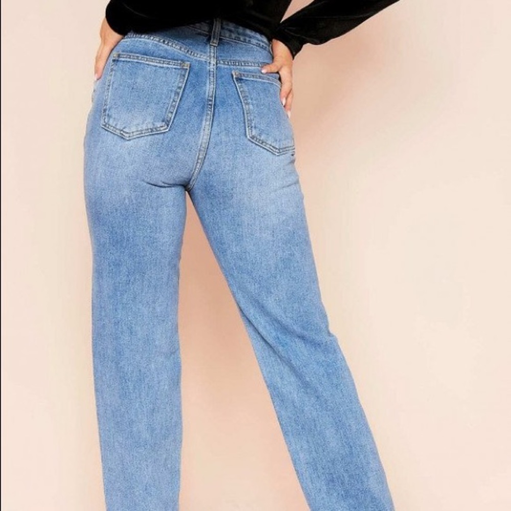 Perrie Denim Mid Wash Blue Straight Leg Jeans